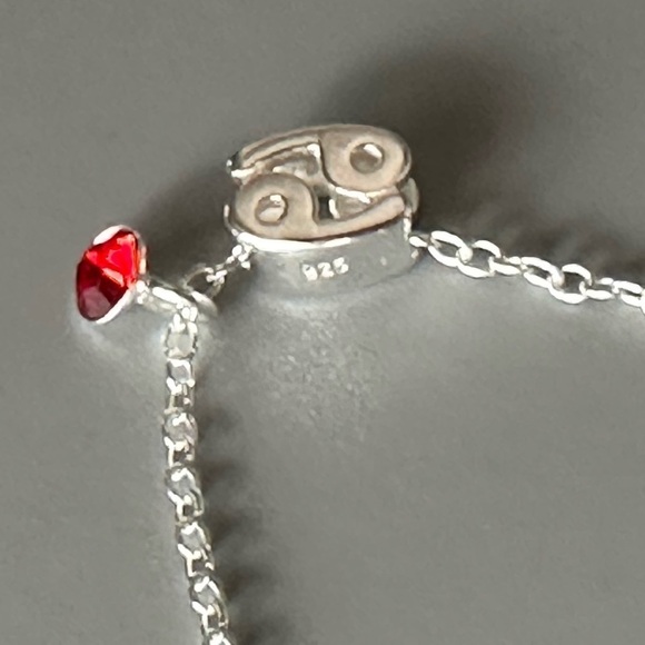 Sterling Silver Ruby Cancer Necklace - Picture 5 of 7